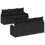vidaXL Ensemble de Canapé de Jardin de 7 Pièces avec Coussins Noir Rattan Synthétique