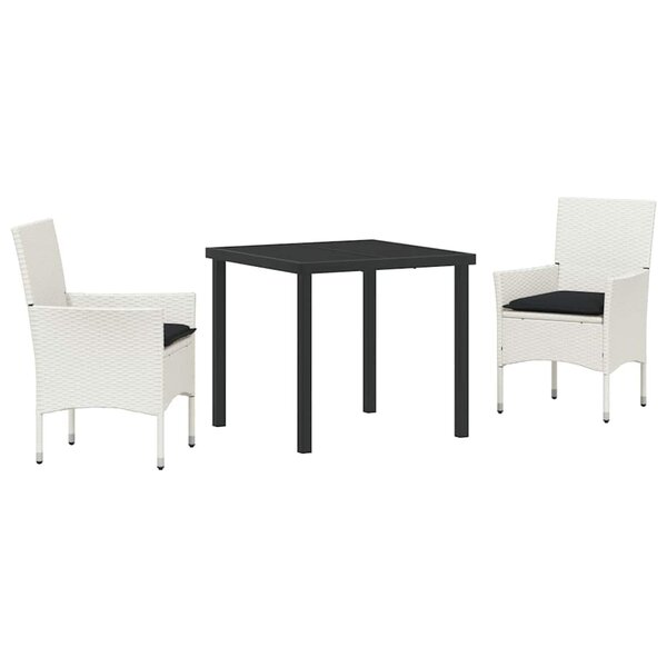 vidaXL Ensemble de salle à manger pour jardin 3 Pièces Blanc Poly rotin