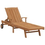 vidaXL Chaise longue Marron 195 x 59 x 78 5 cm Bois de teck massif