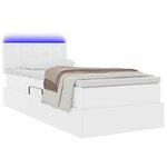 vidaXL Lit avec rangement et LED avec matelas Blanc pur 100 x 200 cm