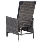 vidaXL Chaise inclinable de jardin avec coussins Résine tressée Gris