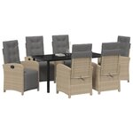 vidaXL Ensemble de salle à manger pour jardin 7 Pièces Beige polyrotin