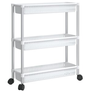 vidaXL Chariot de rangement à 3 niveaux Argenté et blanc Aluminium