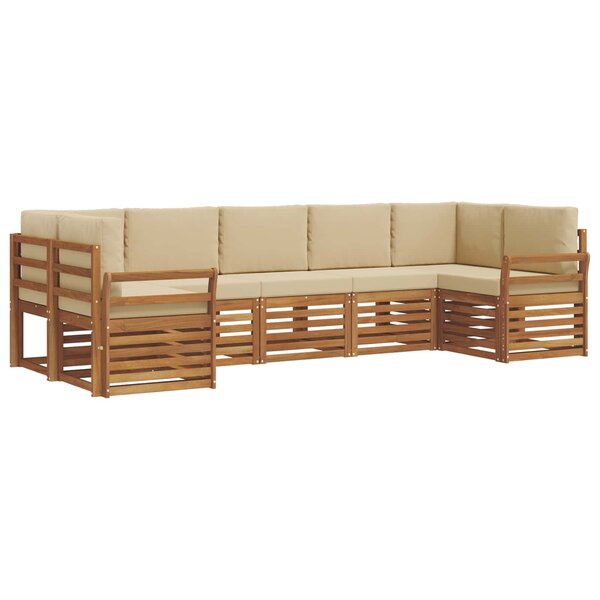 vidaXL Ensemble de canapé d'angle avec coussin 7 Pièces Naturel et Beige