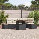vidaXL Ensemble de canapé de jardin 6 Pièces Noir Poly rotin
