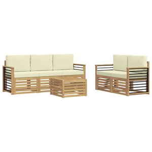 vidaXL Ensemble de canapés d'extérieur 6 pc Blanc et crème Polyester