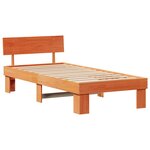 vidaXL Cadre de lit avec tête de lit Brun cire 100 x 200 cm Pin massif