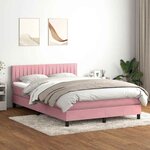 vidaXL Sommier à lattes de lit avec matelas et LED rose 140x210 cm velours