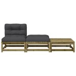 vidaXL Canapé de jardin sans accoudoirs avec coussins et repose-pieds