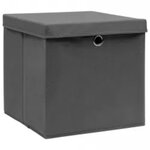 vidaXL Boîtes de rangement avec couvercles 10 Pièces 28x28x28 cm Gris