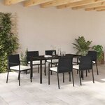 vidaXL Ensemble de salle à manger pour jardin 7 Pièces Noir Poly rotin