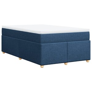 vidaXL Sommier à lattes de lit avec matelas bleu 120x190 cm tissu