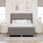 vidaXL Lit à ressorts avec matelas Taupe 140 x 190 cm tissu