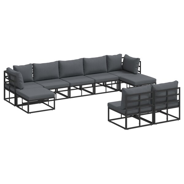 vidaXL Ensemble de canapé de jardin 9 Pièces Noir 353 x 141.5 x 71 cm