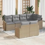 vidaXL Ensemble de canapé de jardin 7 Pièces Beige Poly rotin