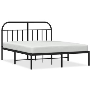 vidaXL Cadre de lit métal sans matelas avec tête de lit noir 135x190cm
