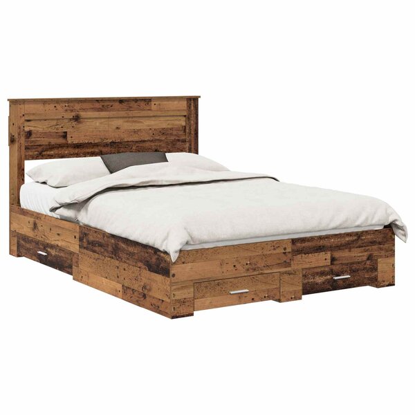 vidaXL Cadre de lit Bois ancien 140 x 190 cm Bois d'ingénierie