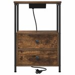 vidaXL Table de nuit avec station de chargement 2 Pièces Chêne fumé