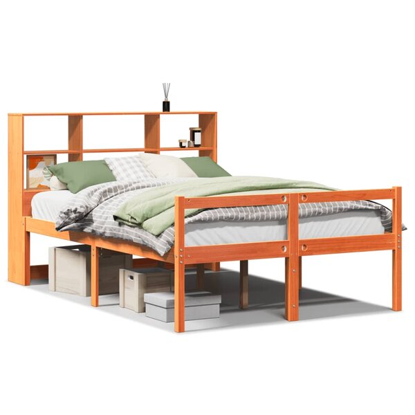 vidaXL Lit bibliothèque sans matelas cire marron 140x190cm bois massif