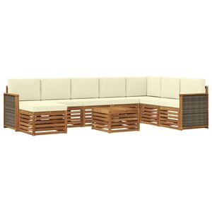 vidaXL Ensemble de canapés d'extérieur 7 pc Naturel et Crème