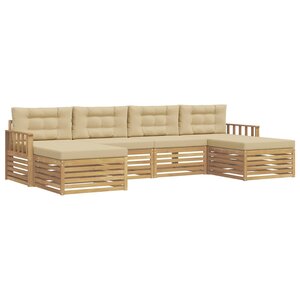 vidaXL Ensembles de canapés 6 Pièces Blanc et Beige Bois d'Acacia Massif