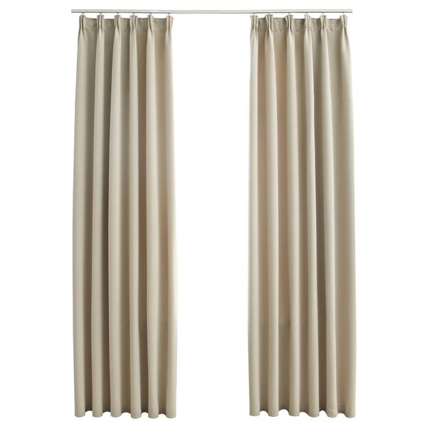 vidaXL Rideaux occultants avec crochets 2 Pièces Beige 140x175 cm