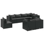 vidaXL Salon de jardin 8 Pièces avec coussins noir résine tressée