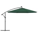 vidaXL Parasol de jardin en porte-à-feux et lumières LED mât en métal
