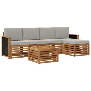 vidaXL Ensemble de canapés d'extérieur 6 pc Naturel et gris clair
