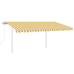 vidaXL Auvent automatique rétractable avec poteaux 4x3 5 m Jaune blanc