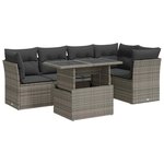 vidaXL Salon de jardin 6 Pièces avec coussins gris résine tressée