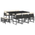 vidaXL Ensemble à manger de jardin 11 Pièces coussins noir résine tressée