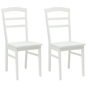 vidaXL Chaise de salle à manger 2 pc Bois de Caoutchouc Massif Blanc