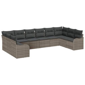 vidaXL Ensemble de canapé de jardin Gris 344 x 177 5 x 85 cm polyrotin