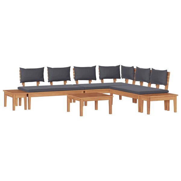 vidaXL Ensemble de banc de jardin avec coussin 3 Pièces Brun  Gris