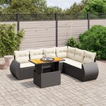 vidaXL Salon de jardin 7 Pièces avec coussins noir résine tressée