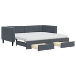 vidaXL Lit de jour avec gigogne et tiroirs gris foncé 90x190cm velours