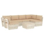 vidaXL Salon de jardin palette 7 Pièces avec coussins bois d'épicéa