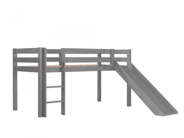 Lit Enfant Surélevé Avec Toboggan Pino 90x200cm Gris