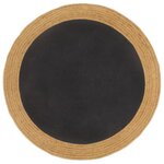 vidaXL Tapis tressé Noir et naturel 90 cm Jute et coton Rond