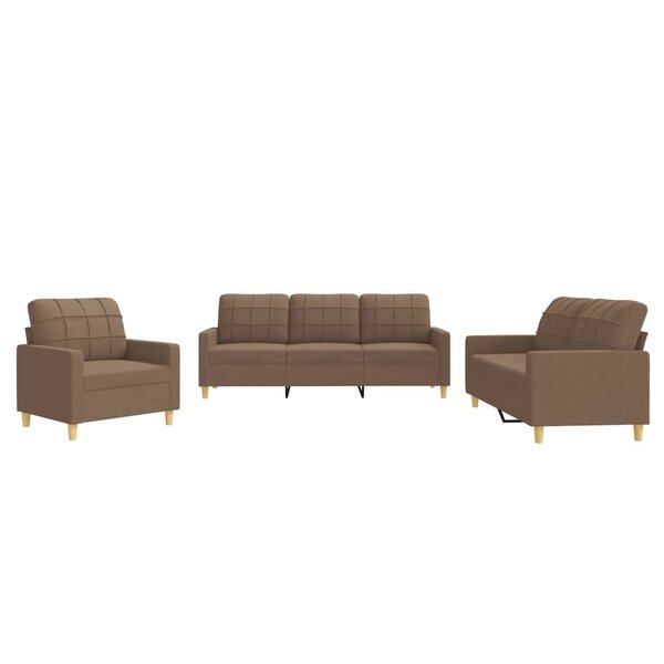 vidaXL Ensemble de canapés 3 Pièces avec coussins Marron Tissu