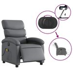 vidaXL Fauteuil de massage inclinable électrique gris similicuir