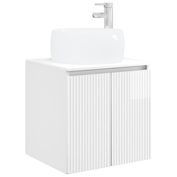 vidaXL Vanité de lavabo mural Blanc brillant 49 5 x 44 5 x 66 cm