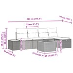 vidaXL Ensemble de canapé de jardin de 6 pièces avec coussins noir Rattan Poly