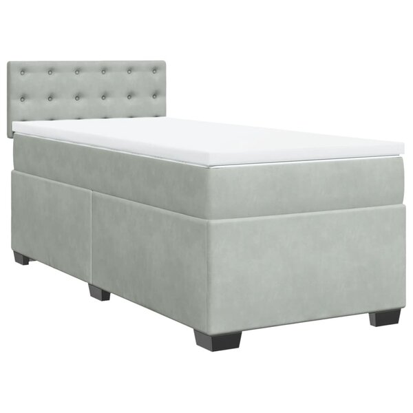 vidaXL Sommier à lattes de lit et matelas Gris clair 90x190 cm Velours