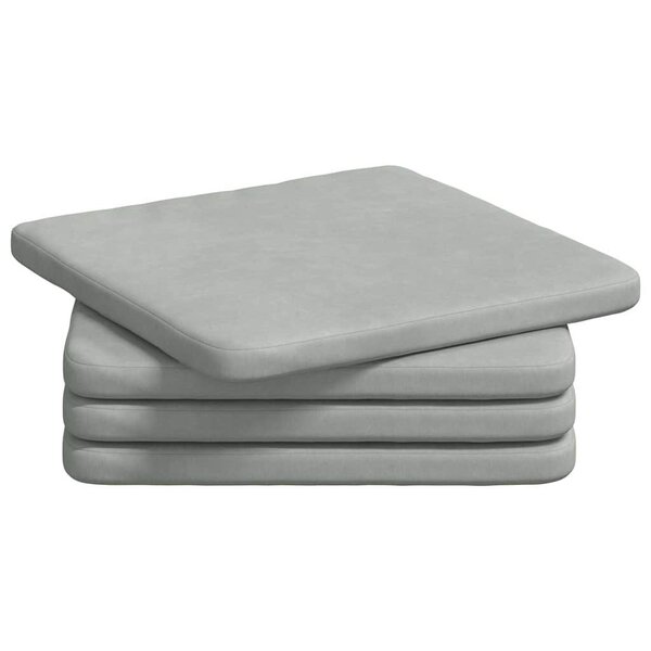 vidaXL Coussins de siège 4 Pièces Gris clair 40 x 40 x 3 cm Velours