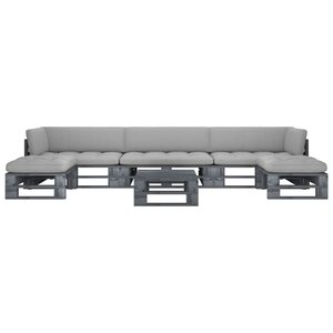 vidaXL Salon de jardin palette 6Pièces avec coussins pin imprégné de gris