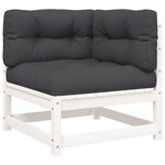 vidaXL Canapé de jardin et coussins 2 places blanc bois de pin massif