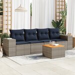 vidaXL Salon de jardin 5 Pièces avec coussins gris résine tressée