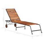 vidaXL Chaise longue avec pieds en acier Bois d'acacia massif